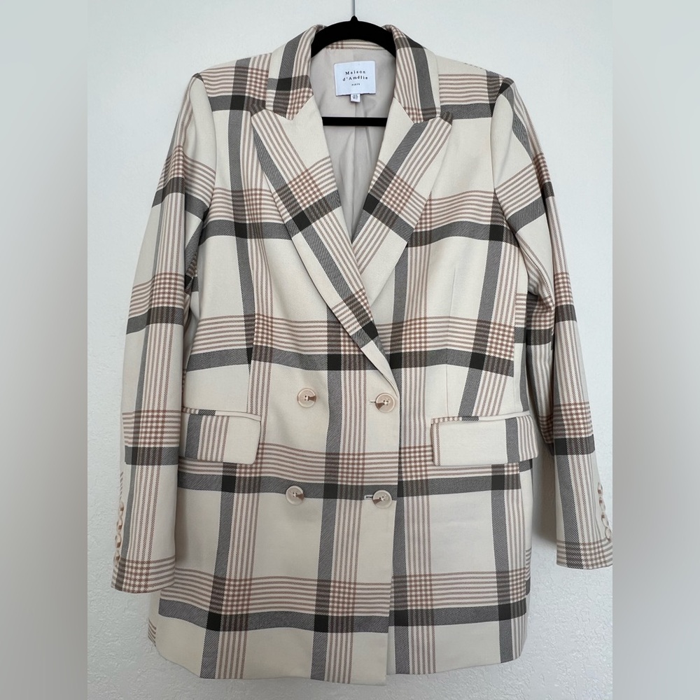Maison d'Amélie Paris Plaid‎ Double-Breasted Blazer Jacket